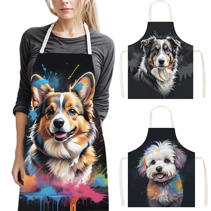 Camping Cooking Apron - Красочный кухонный фартук с портретом собаки