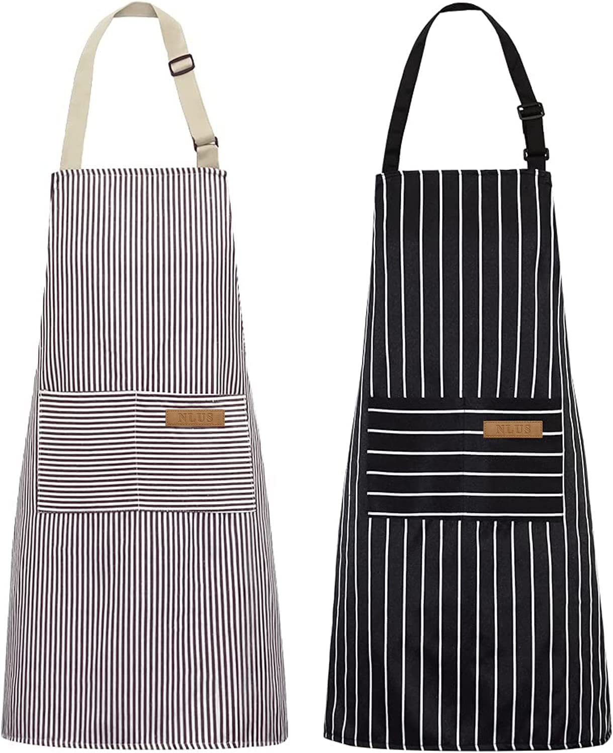 Camping Cooking Apron - Черно-белый полосатый кухонный фартук, регулируемый, маслоотталкивающий,