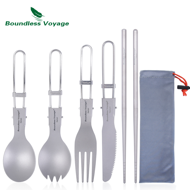 Camping Cooking Cutlery Set - Титановые столовые приборы Boundless Voyage для