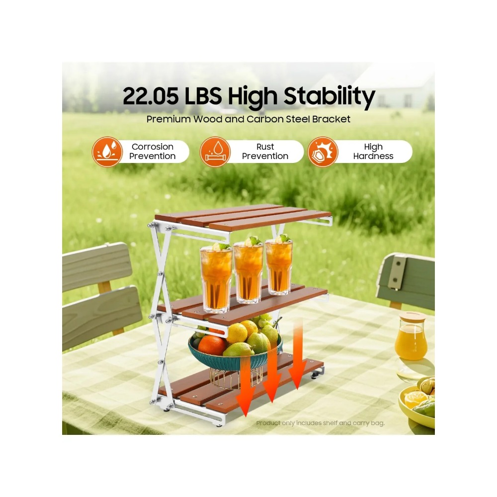 Camp Grill Portable Folding - Складная 3-ярусная тележка-стол для кемпинга и