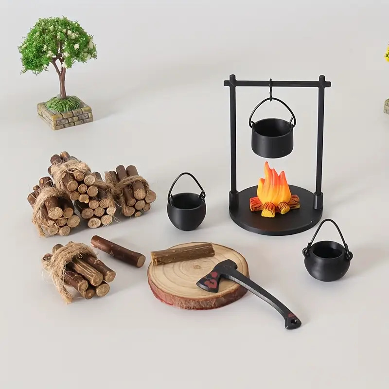 Camping Cooking Utilities - Мини-костер, подвесная плита, горшок, кукольный домик,