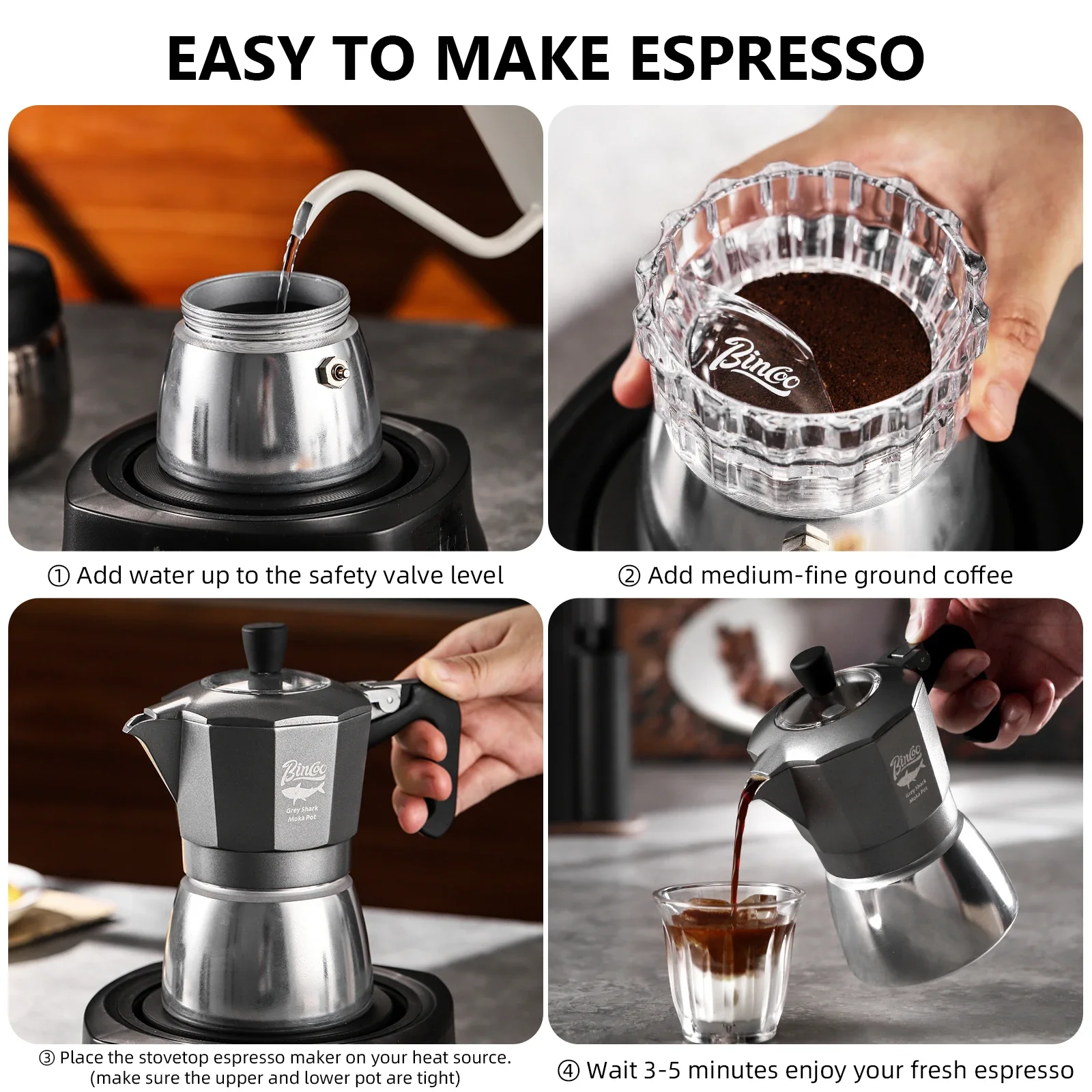 Кофеварка Bincoo Moka Pot на 2 – обзор и цена Camping Cooking Utilities