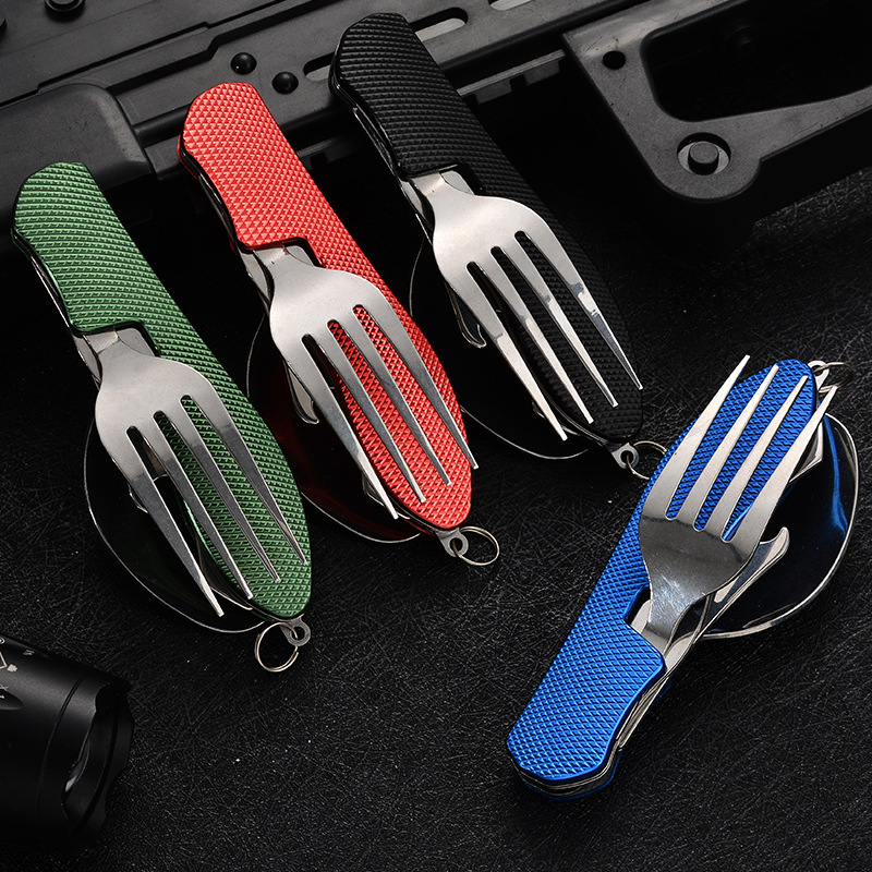 4 в 1 складной набор посуды дл – обзор и цена Camping Cooking Cutlery Set