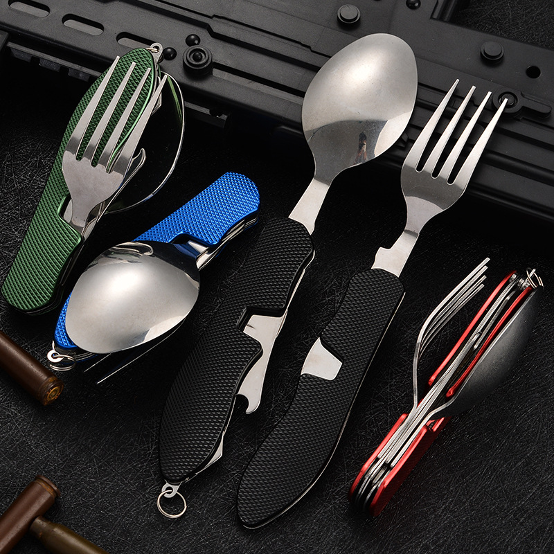 4 в 1 складной набор посуды дл – обзор и цена Camping Cooking Cutlery Set
