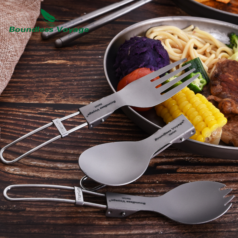 Титановые столовые приборы Bou – обзор и цена Camping Cooking Cutlery Set