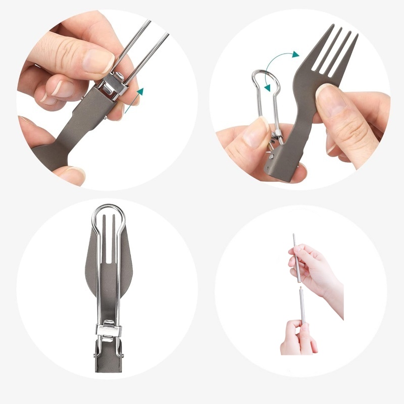 Титановый складной набор столо – обзор и цена Camping Cooking Cutlery Set