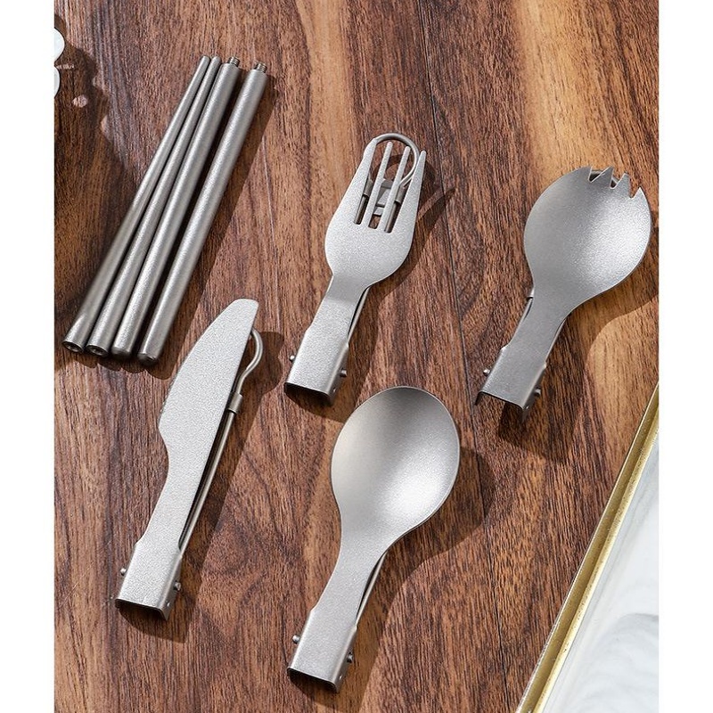 Титановый складной набор столо – обзор и цена Camping Cooking Cutlery Set