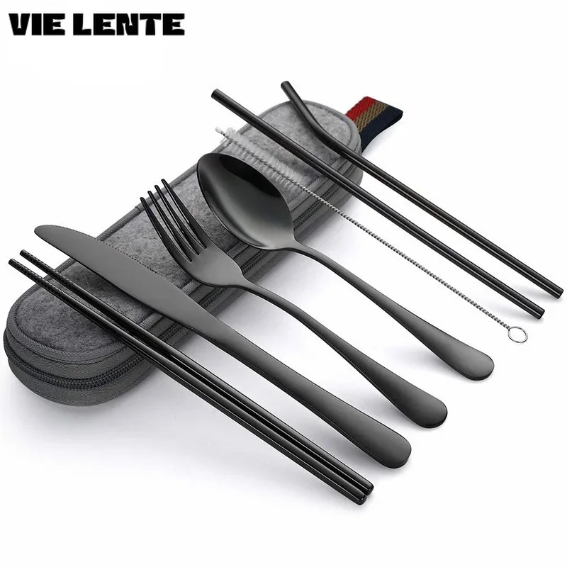 8 шт./набор, многоразовые доро – обзор и цена Camping Cooking Cutlery Set