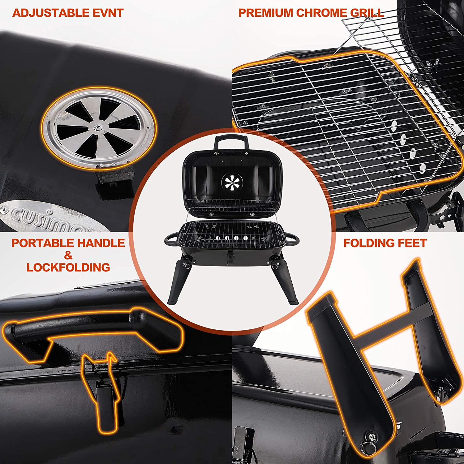 18-дюймовый черный угольный гр – обзор и цена Camp Grill Portable Folding