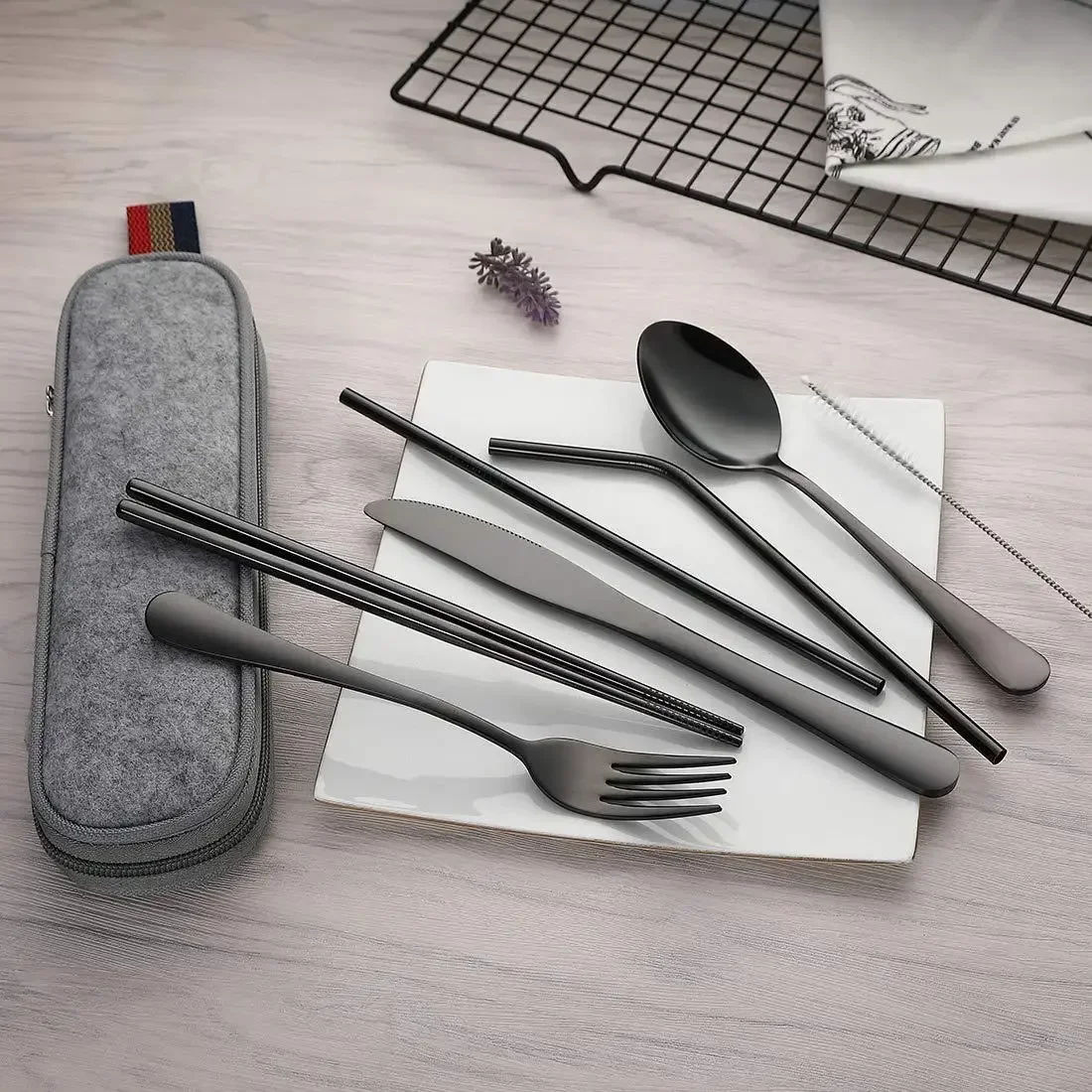 8 шт./набор, многоразовые доро – обзор и цена Camping Cooking Cutlery Set