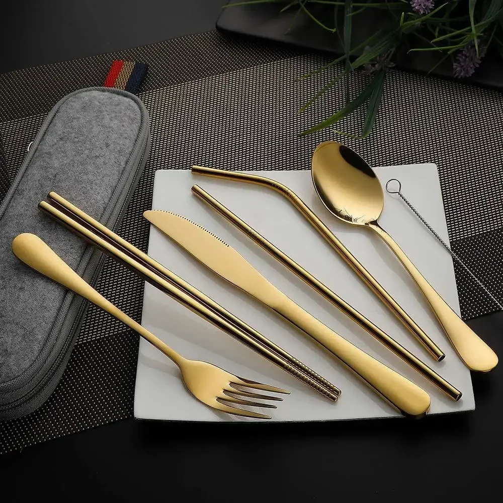 8 шт./набор, многоразовые доро – обзор и цена Camping Cooking Cutlery Set
