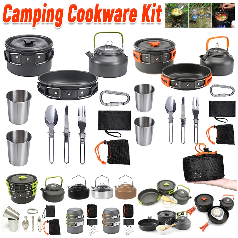 Набор походной посуды: чайник, – обзор и цена Camping Cooking Pots And Pans